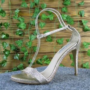 Steve Madden Women Stecy Ankle Strap Gold Synthetic 7.5 Medium Gently Used 2025